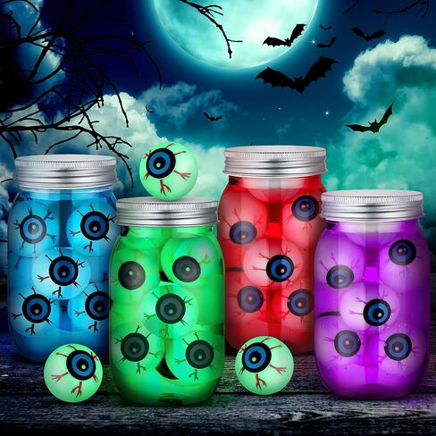 4 Pack Halloween Eyeballs Jar Crafts Include Jar 40 Pcs Glow Eyeballs 4 Pcs Mason Jars for Adults Pickled Specimen Jars Halloween Table Fireplace Decoration in Saudi Arabia