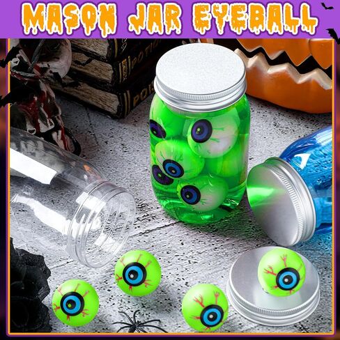 4 Pack Halloween Eyeballs Jar Crafts Include Jar 40 Pcs Glow Eyeballs 4 Pcs Mason Jars for Adults Pickled Specimen Jars Halloween Table Fireplace Decoration in Saudi Arabia