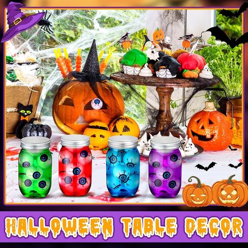 4 Pack Halloween Eyeballs Jar Crafts Include Jar 40 Pcs Glow Eyeballs 4 Pcs Mason Jars for Adults Pickled Specimen Jars Halloween Table Fireplace Decoration in Saudi Arabia