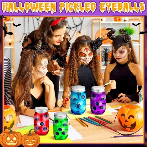 4 Pack Halloween Eyeballs Jar Crafts Include Jar 40 Pcs Glow Eyeballs 4 Pcs Mason Jars for Adults Pickled Specimen Jars Halloween Table Fireplace Decoration in Saudi Arabia
