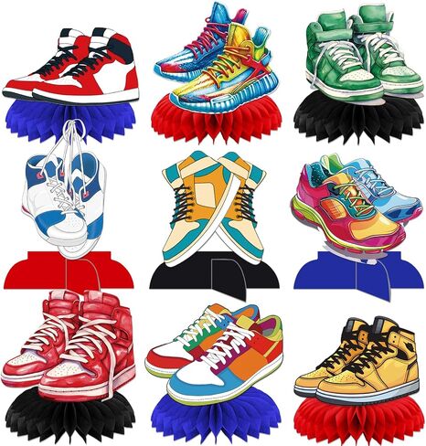 9Pcs Sneaker Honeycomb Centerpieces for Table, Sneaker Party Decorations, Sneaker Shoes Table Centerpieces Decorations for Sport Shoes Baby Shower Supplies in Saudi Arabia