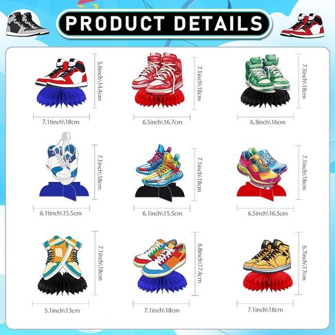 9Pcs Sneaker Honeycomb Centerpieces for Table, Sneaker Party Decorations, Sneaker Shoes Table Centerpieces Decorations for Sport Shoes Baby Shower Supplies in Saudi Arabia