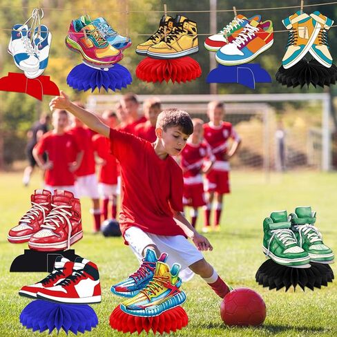 9Pcs Sneaker Honeycomb Centerpieces for Table, Sneaker Party Decorations, Sneaker Shoes Table Centerpieces Decorations for Sport Shoes Baby Shower Supplies in Saudi Arabia