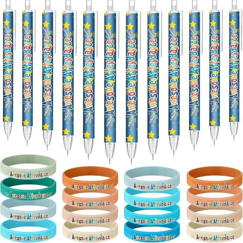 80 Pcs Classroom Awesome Attendance Mechanical Pencils with Silicone Wristbands Inspirational Rubber Bracelet for Classroom Sunday School Reward Prize Incentives to Increase Student Attendance in Saudi Arabia