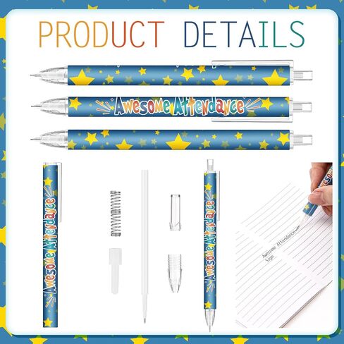 80 Pcs Classroom Awesome Attendance Mechanical Pencils with Silicone Wristbands Inspirational Rubber Bracelet for Classroom Sunday School Reward Prize Incentives to Increase Student Attendance in Saudi Arabia
