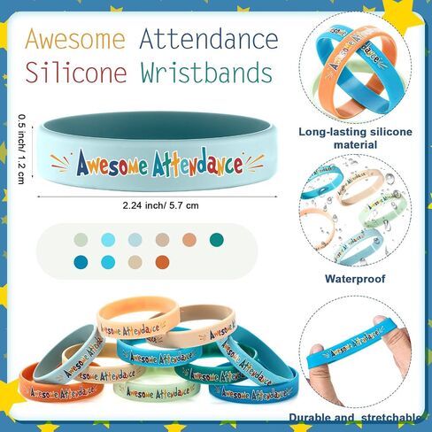 80 Pcs Classroom Awesome Attendance Mechanical Pencils with Silicone Wristbands Inspirational Rubber Bracelet for Classroom Sunday School Reward Prize Incentives to Increase Student Attendance in Saudi Arabia
