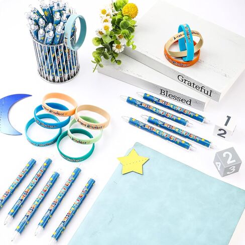 80 Pcs Classroom Awesome Attendance Mechanical Pencils with Silicone Wristbands Inspirational Rubber Bracelet for Classroom Sunday School Reward Prize Incentives to Increase Student Attendance in Saudi Arabia