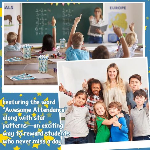 80 Pcs Classroom Awesome Attendance Mechanical Pencils with Silicone Wristbands Inspirational Rubber Bracelet for Classroom Sunday School Reward Prize Incentives to Increase Student Attendance in Saudi Arabia