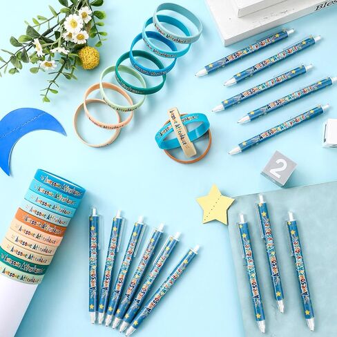 80 Pcs Classroom Awesome Attendance Mechanical Pencils with Silicone Wristbands Inspirational Rubber Bracelet for Classroom Sunday School Reward Prize Incentives to Increase Student Attendance in Saudi Arabia