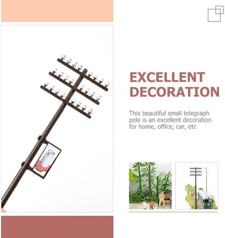 3pcs Micro Telephone Poles Landscape Garden Ornament Models Village Street Lights Mini Toy DIY Supply Telegraph Poles Model Railroad Railway Accessories in Saudi Arabia