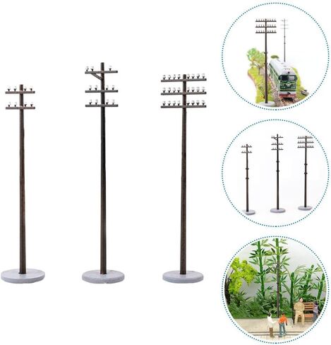 3pcs Micro Telephone Poles Landscape Garden Ornament Models Village Street Lights Mini Toy DIY Supply Telegraph Poles Model Railroad Railway Accessories in Saudi Arabia