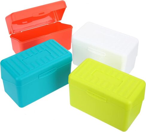Artibetter 4PCS صندوق بطاقة الفهرس البلاستيكي صندوق منظم لتقديم وصفات الملاحظات وبطاقات العمل حالة تخزين سطح المكتب المحمولة باللون الأبيض الأصفر in Saudi Arabia