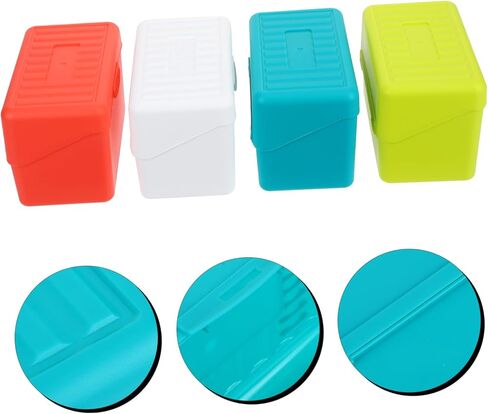 Artibetter 4PCS صندوق بطاقة الفهرس البلاستيكي صندوق منظم لتقديم وصفات الملاحظات وبطاقات العمل حالة تخزين سطح المكتب المحمولة باللون الأبيض الأصفر in Saudi Arabia