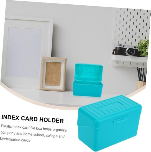 Artibetter 4PCS صندوق بطاقة الفهرس البلاستيكي صندوق منظم لتقديم وصفات الملاحظات وبطاقات العمل حالة تخزين سطح المكتب المحمولة باللون الأبيض الأصفر in Saudi Arabia