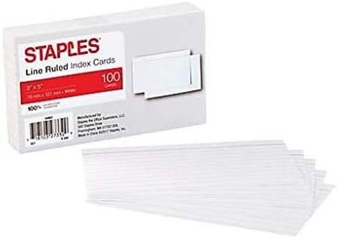 تحكم خط Staples® 3 "x 5" بطاقات فهرس بيضاء ، 100/حزمة (50993) in Saudi Arabia