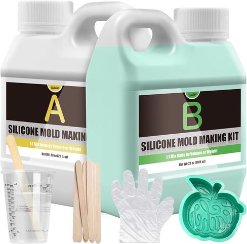 Silicone Molds Making Kit 46oz, Super Elastic 15A Silicone Rubber for DIY Mold Making, Silicone 1:1 Mixing Fast Curing Silicone Mold Kit for Casting Resin Molds, Candle Molds, Soap Mold, Craft (Green) in Saudi Arabia