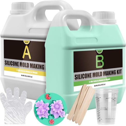 Silicone Molds Making Kit 46oz, Super Elastic 15A Silicone Rubber for DIY Mold Making, Silicone 1:1 Mixing Fast Curing Silicone Mold Kit for Casting Resin Molds, Candle Molds, Soap Mold, Craft (Green) in Saudi Arabia