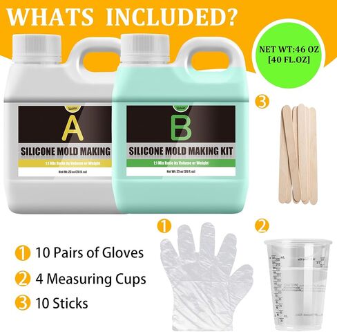 Silicone Molds Making Kit 46oz, Super Elastic 15A Silicone Rubber for DIY Mold Making, Silicone 1:1 Mixing Fast Curing Silicone Mold Kit for Casting Resin Molds, Candle Molds, Soap Mold, Craft (Green) in Saudi Arabia