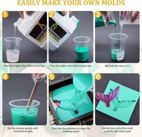 Silicone Molds Making Kit 46oz, Super Elastic 15A Silicone Rubber for DIY Mold Making, Silicone 1:1 Mixing Fast Curing Silicone Mold Kit for Casting Resin Molds, Candle Molds, Soap Mold, Craft (Green) in Saudi Arabia