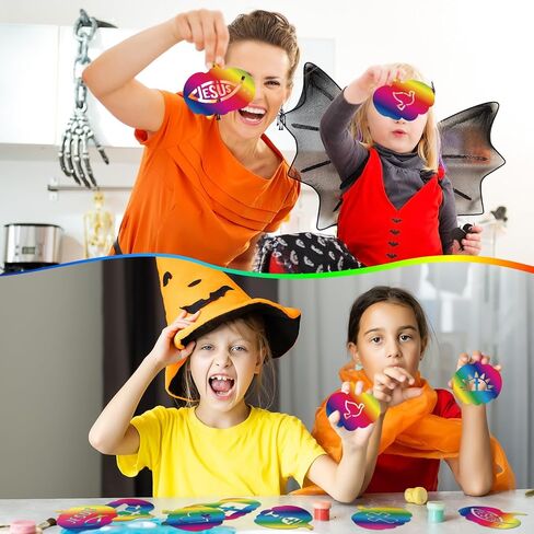 Jenaai 36 PCS Halloween Christian Scratch Paper Kit for Kids Fall Deed Dender Paper Paper Craft School School Craft Craft of Rainbow Pumpkins Scratch Craft for Kids DIY Party الحلي ديكور in Saudi Arabia