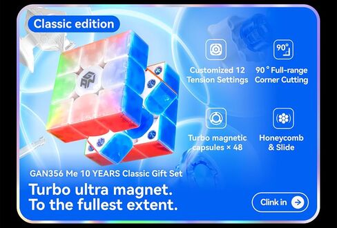 CuberShop GAN 356 ME UV (10th Anniversary Special Edition) Magnetic 3x3 Speed Cube, Gans 2024 Transparent Plastic 10 Anniversary, Smooth & Fast 3 by 3 Collectible, GAN 356 M E (Transparent UV Coated) in Kuwait