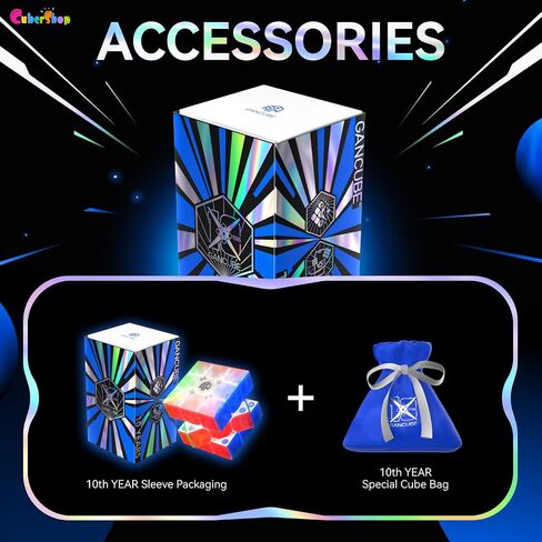 CuberShop GAN 356 ME UV (10th Anniversary Special Edition) Magnetic 3x3 Speed Cube, Gans 2024 Transparent Plastic 10 Anniversary, Smooth & Fast 3 by 3 Collectible, GAN 356 M E (Transparent UV Coated) in Kuwait