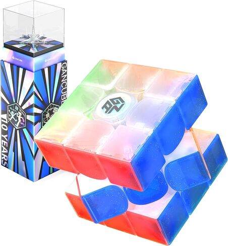 CuberShop GAN 356 ME UV (10th Anniversary Special Edition) Magnetic 3x3 Speed Cube, Gans 2024 Transparent Plastic 10 Anniversary, Smooth & Fast 3 by 3 Collectible, GAN 356 M E (Transparent UV Coated) in Kuwait