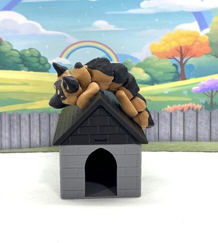 3D Printed Dog with Dog House, Articulated German Shepherd Puppy Animal, Man's Best Friend, Office and Home Decor - AD-SET3 (Dog with Blue and Black House) in Saudi Arabia