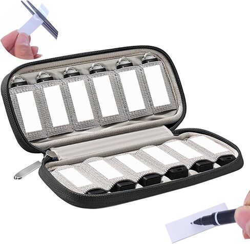 12-Slot USB Drive Organizer w/Velcro Labels & Quick-Dry Marker - Peel & Stick Anywhere! Secure Case for Thumb/Jump Drives | Fits Most USB Sticks | 12-Capacity | Black in Kuwait