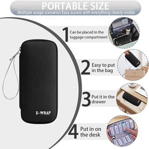 12-Slot USB Drive Organizer w/Velcro Labels & Quick-Dry Marker - Peel & Stick Anywhere! Secure Case for Thumb/Jump Drives | Fits Most USB Sticks | 12-Capacity | Black in Kuwait