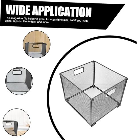 Black Iron File Frame Storage Basket - Foldable Document Organizer for Desk Wall Hanging File Holder Multi-Functional Office and Home Storage Solution in Saudi Arabia