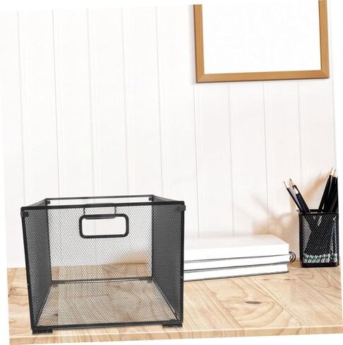 Black Iron File Frame Storage Basket - Foldable Document Organizer for Desk Wall Hanging File Holder Multi-Functional Office and Home Storage Solution in Saudi Arabia