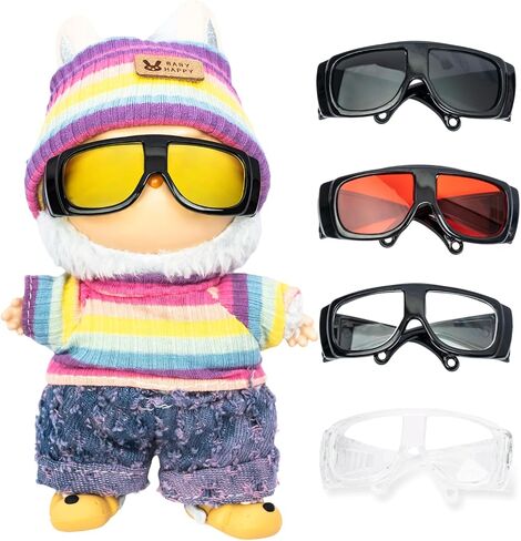 5pcs Doll Glasses, 5 Colors Plastic Doll Dress up Eyeglasses for lububu Toy Glasses Costume Accessories Compatible with 5.12 Inch Figures in Kuwait