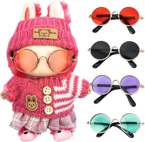 5pcs Doll Glasses, 5 Colors Plastic Doll Dress up Eyeglasses for lububu Toy Glasses Costume Accessories Compatible with 5.12 Inch Figures in Kuwait