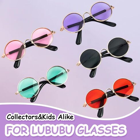 5pcs Doll Glasses, 5 Colors Plastic Doll Dress up Eyeglasses for lububu Toy Glasses Costume Accessories Compatible with 5.12 Inch Figures in Kuwait