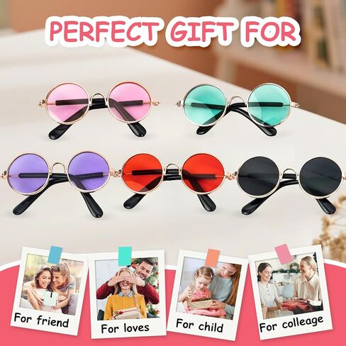 5pcs Doll Glasses, 5 Colors Plastic Doll Dress up Eyeglasses for lububu Toy Glasses Costume Accessories Compatible with 5.12 Inch Figures in Kuwait