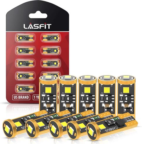 LASFIT 194 LED لمبة 6000K أبيض، T10 168 2825 W5W LED استبدال المصابيح الكهربائية، لضوء خريطة القبة، ضوء الباب، ضوء المجاملة، ضوء لوحة الترخيص، ضوء الجذع، سوبر مشرق (حزمة من 2) in Kuwait