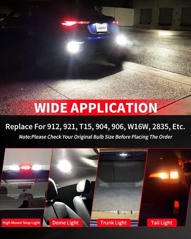 LASFIT 194 LED Bulb 6000K White, T10 168 2825 W5W LED Replacement Light Bulbs, For Dome Map Light, Door Light, Courtesy Light, License Plate Light, Trunk Light, Super Bright (Pack of 2) in Kuwait