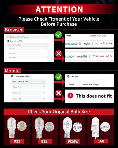LASFIT 194 LED Bulb 6000K White, T10 168 2825 W5W LED Replacement Light Bulbs, For Dome Map Light, Door Light, Courtesy Light, License Plate Light, Trunk Light, Super Bright (Pack of 2) in Kuwait