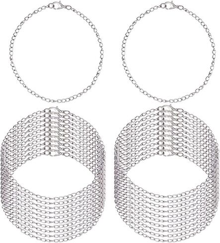 Hobbspring 24Pcs Bracelet Chains Stainless Steel Bracelet Link Chains Adjustable Charm Bracelets DIY Jewelry Making Bracelets Chains with Lobster Clasps for Women DIY Jewelry Crafts Supplies in Saudi Arabia