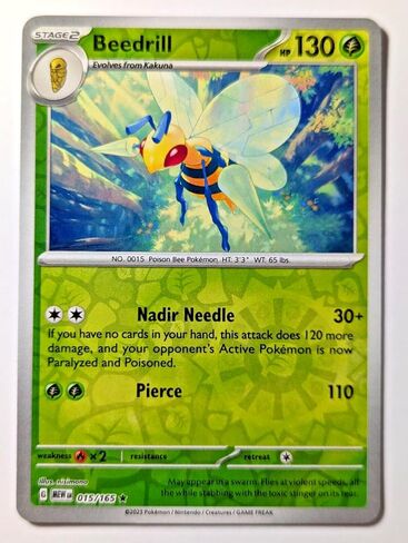 Pokemon - Beedrill 015/165 - Pokemon 151 - رقائق عكسية - بطاقة واحدة in Saudi Arabia