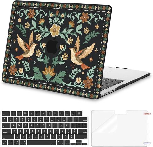 Mosiso متوافق مع MacBook Air 13 بوصة الحالة 2025 2024 2023 2022 M4 A3240 M3 A3113 M2 A2681 ، قشرة بلاستيكية رجعية للطيور الصلبة والوحة المفاتيح للهواء Macbook Air 13.6 بوصة ، أسود. in Saudi Arabia