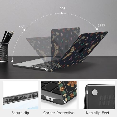 Mosiso متوافق مع MacBook Air 13 بوصة الحالة 2025 2024 2023 2022 M4 A3240 M3 A3113 M2 A2681 ، قشرة بلاستيكية رجعية للطيور الصلبة والوحة المفاتيح للهواء Macbook Air 13.6 بوصة ، أسود. in Saudi Arabia