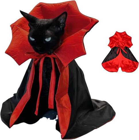 Cat/Dog Vampire Costume ، Funder Funcy Pet Pet Cape Cloak Cloak for Hitten & Small Medium Earge Dogs ، ارتداء ملابس لـ Halloween Cosplay (صغير) in Kuwait
