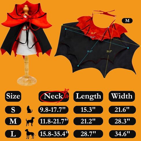 Cat/Dog Vampire Costume ، Funder Funcy Pet Pet Cape Cloak Cloak for Hitten & Small Medium Earge Dogs ، ارتداء ملابس لـ Halloween Cosplay (صغير) in Kuwait