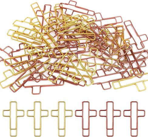 Gold Rose Cross Clips Bible Paper Clips - Stainless Steel Bible & Journal Clip, Bookmarks Bibles Study Supplies, Christian Journaling Bibles Cross Paper Clips for Christian Office & Home in Saudi Arabia
