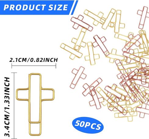 Gold Rose Cross Clips Bible Paper Clips - Stainless Steel Bible & Journal Clip, Bookmarks Bibles Study Supplies, Christian Journaling Bibles Cross Paper Clips for Christian Office & Home in Saudi Arabia