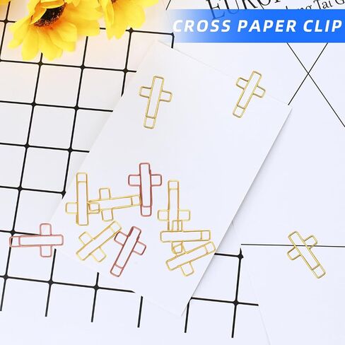 Gold Rose Cross Clips Bible Paper Clips - Stainless Steel Bible & Journal Clip, Bookmarks Bibles Study Supplies, Christian Journaling Bibles Cross Paper Clips for Christian Office & Home in Saudi Arabia