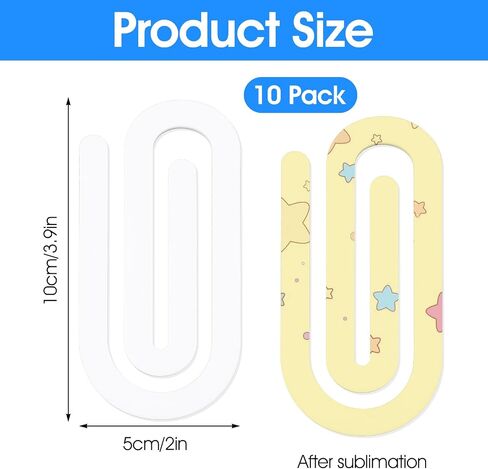 10 Pack Sublimation Blanks, 4x2 Inch Jumbo Clear Acrylic Paper Clips for Heat Transfer, DIY Bookmarks, Business Cards, Office Crafts Supplies Bulk White in Saudi Arabia