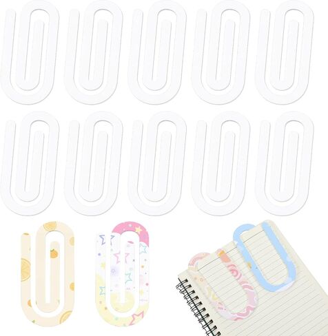 10 Pack Sublimation Blanks, 4x2 Inch Jumbo Clear Acrylic Paper Clips for Heat Transfer, DIY Bookmarks, Business Cards, Office Crafts Supplies Bulk White in Saudi Arabia